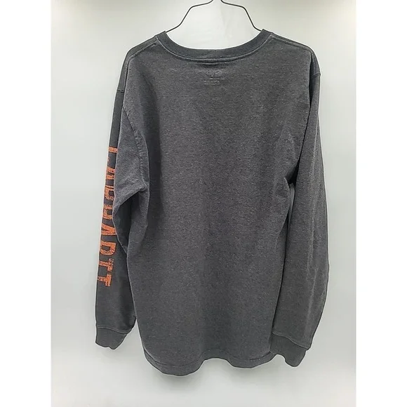 Carhartt Shirt Size M Faded Gray Long Sleeve Hit Graphic Tee Distressed Workwear - Picture 4 of 8